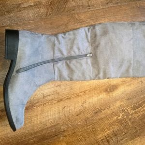 Grey Knee High Boots